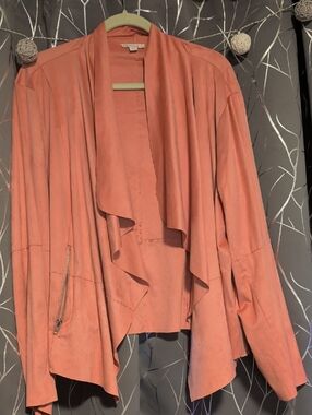 Cato Coral Pink Draped Open-Front Jacket